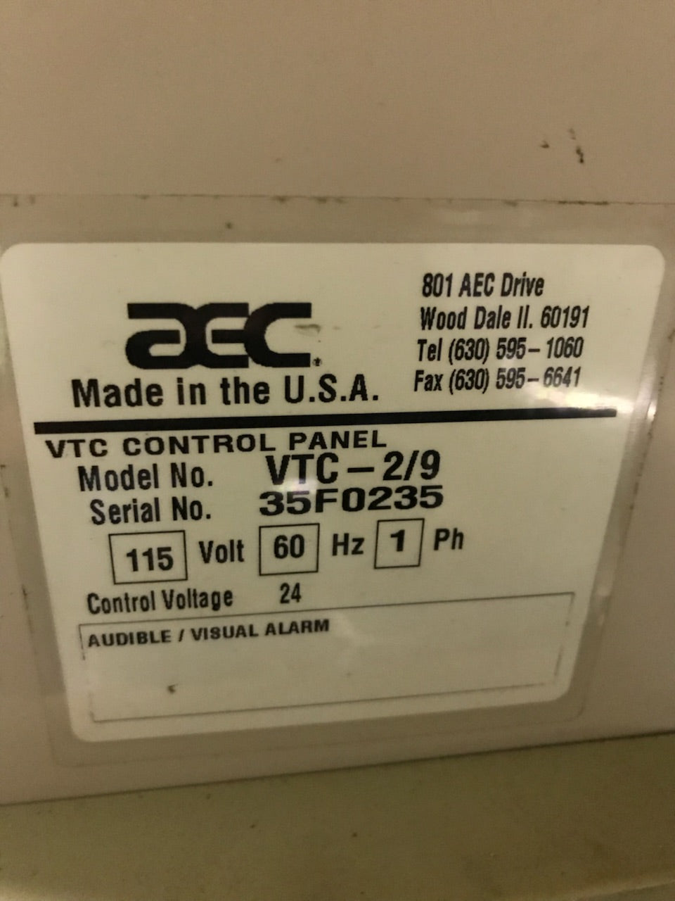 AEC VTC Control Panel